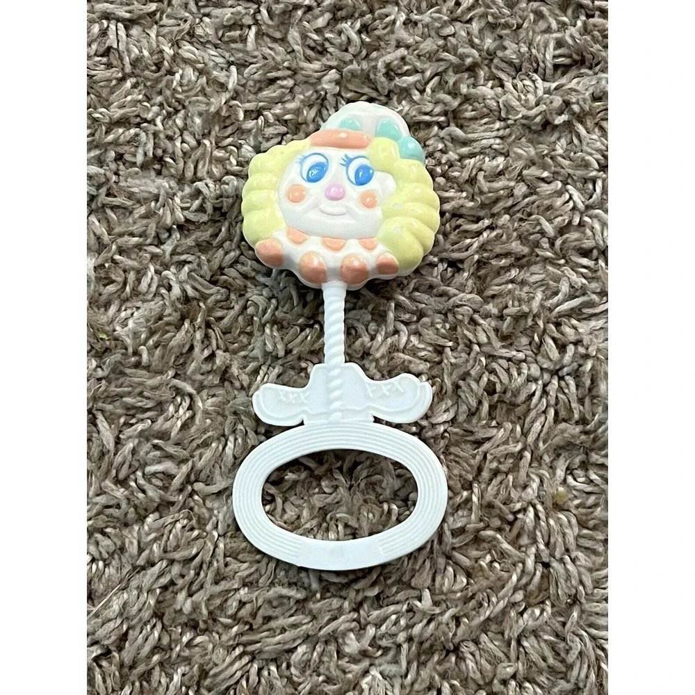 Vintage‎ 1983 Panda Brand Pastel Clown Baby Rattle Toy